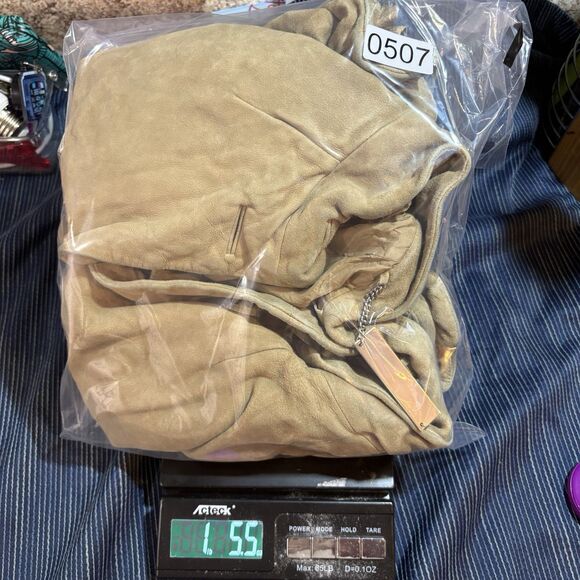 Michael Kors Suede Jacket Women L Tan Boho Moto Cropped Fall Layer Westerncore - Picture 10 of 10